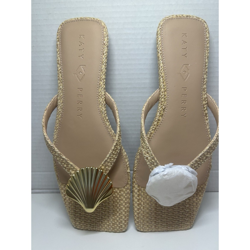 Katy Perry Collections Beige Sandals with Gold Shell Detail - Picture 2 of 5